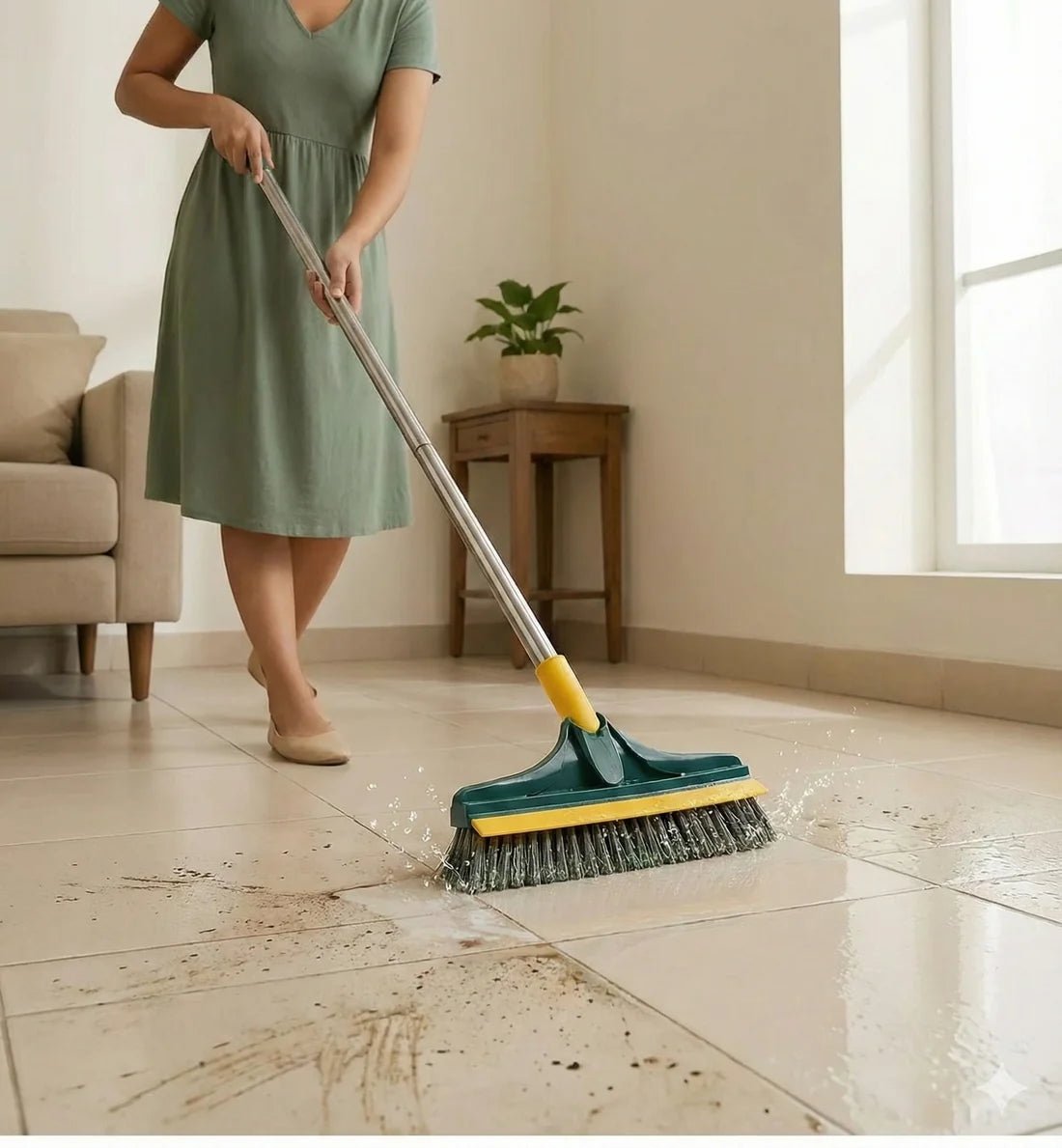 2 in 1 Floor Scrub Cleaning Brush Wiper