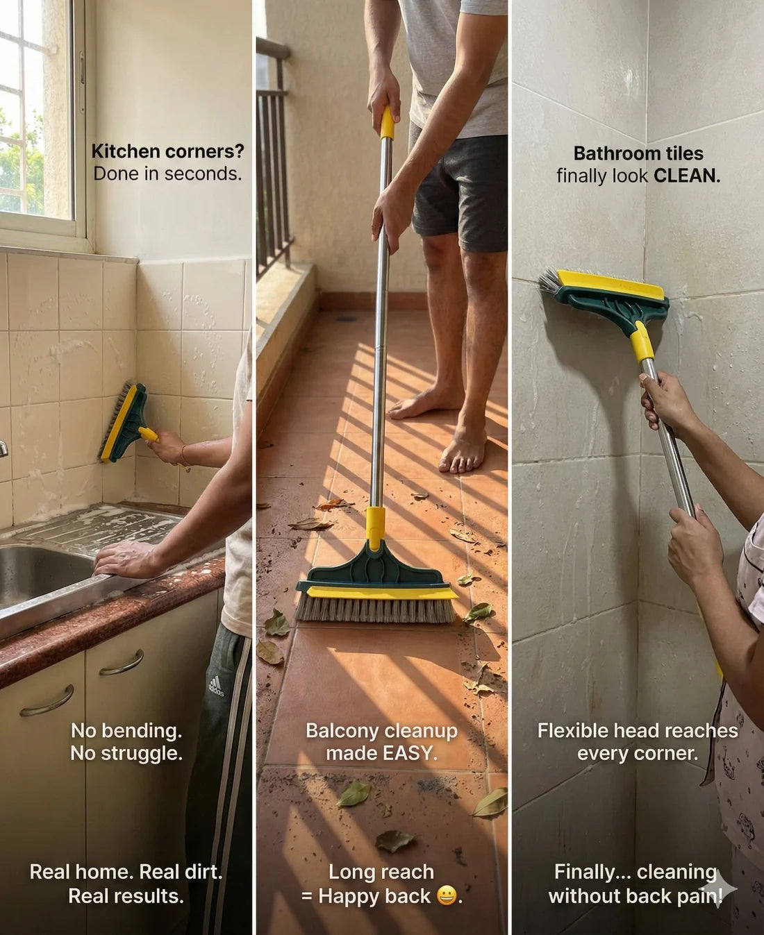 2 in 1 Floor Scrub Cleaning Brush Wiper